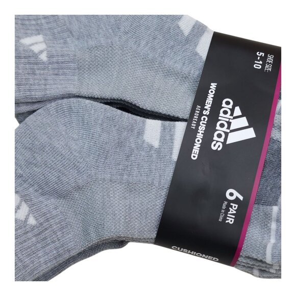 Adidas Womens Cushioned AeroReady Ankle Socks 6 Pair Shoe Size 5-10 Gray - Picture 6 of 8